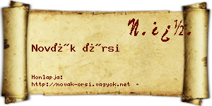 Novák Örsi névjegykártya